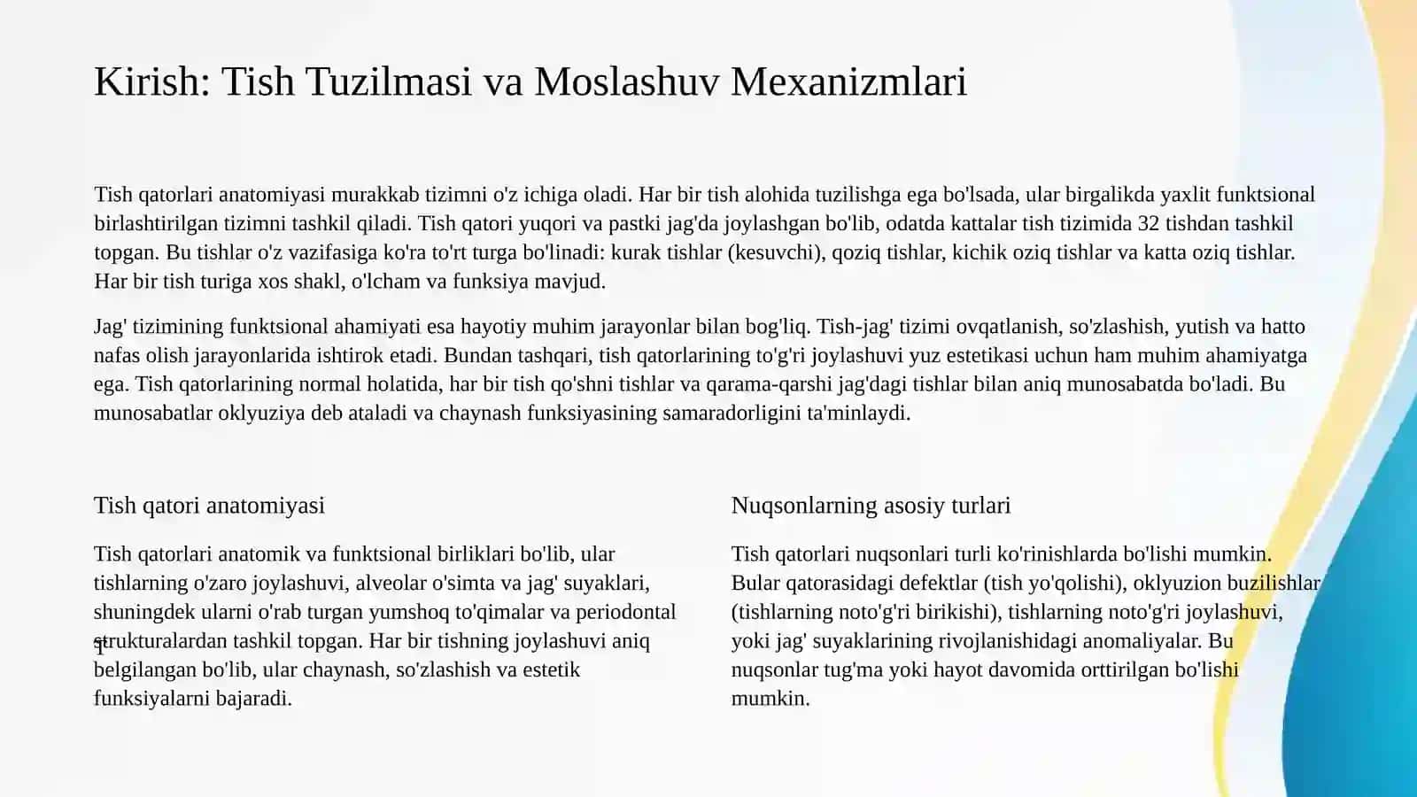 Tish Tuzilmasi va Moslashuv Mexanizmlari 2