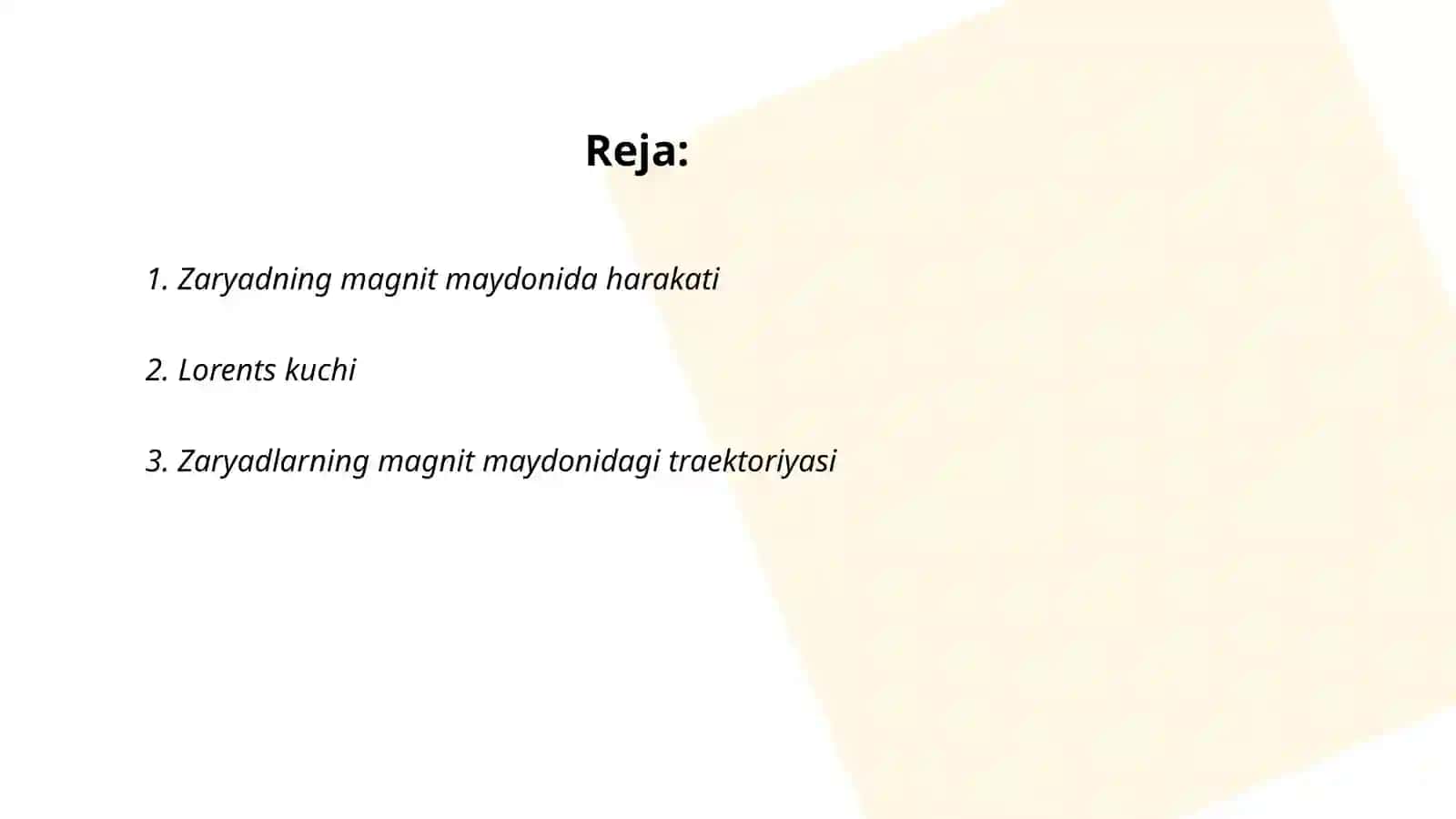 Magnit maydonida zaryadning harakati 2