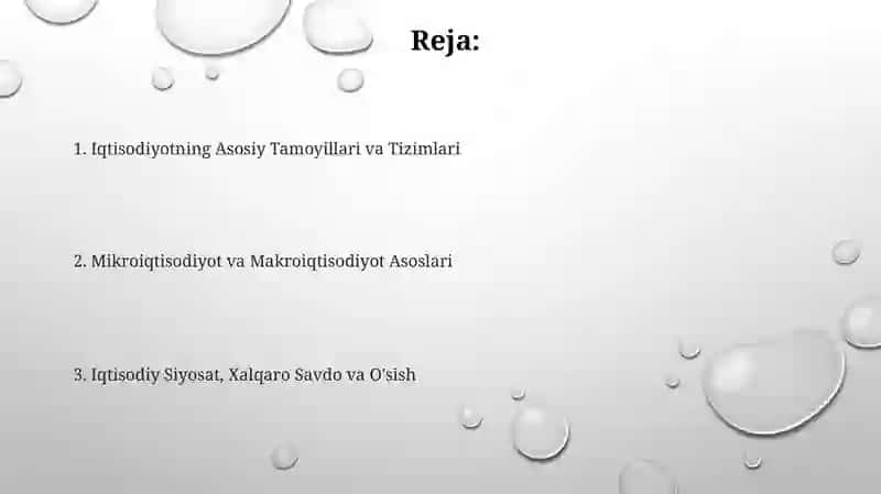 Iqtisodiyotning Asosiy Tamoyillari va Tizimlari 2