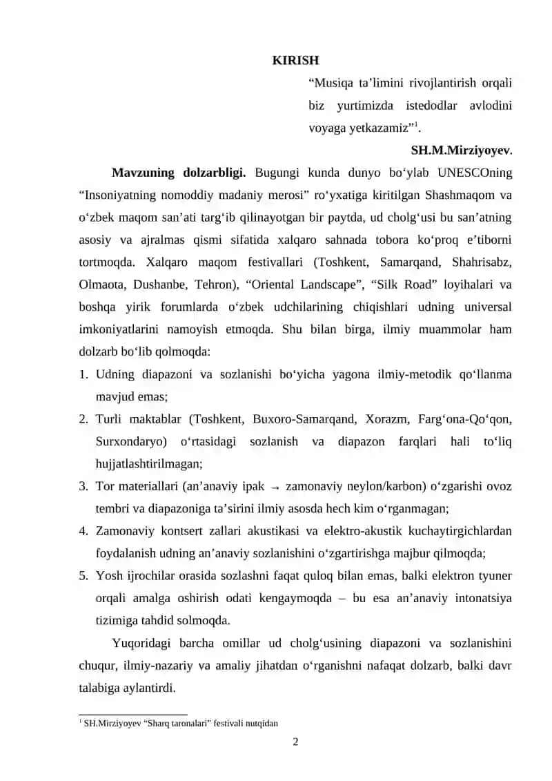 Ud cholg‘usining diapazoni va sozlanishi 2