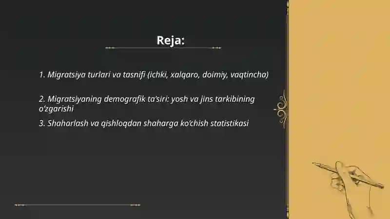 Aholining migratsiyasi va uning statistik o'zgarishlari 2