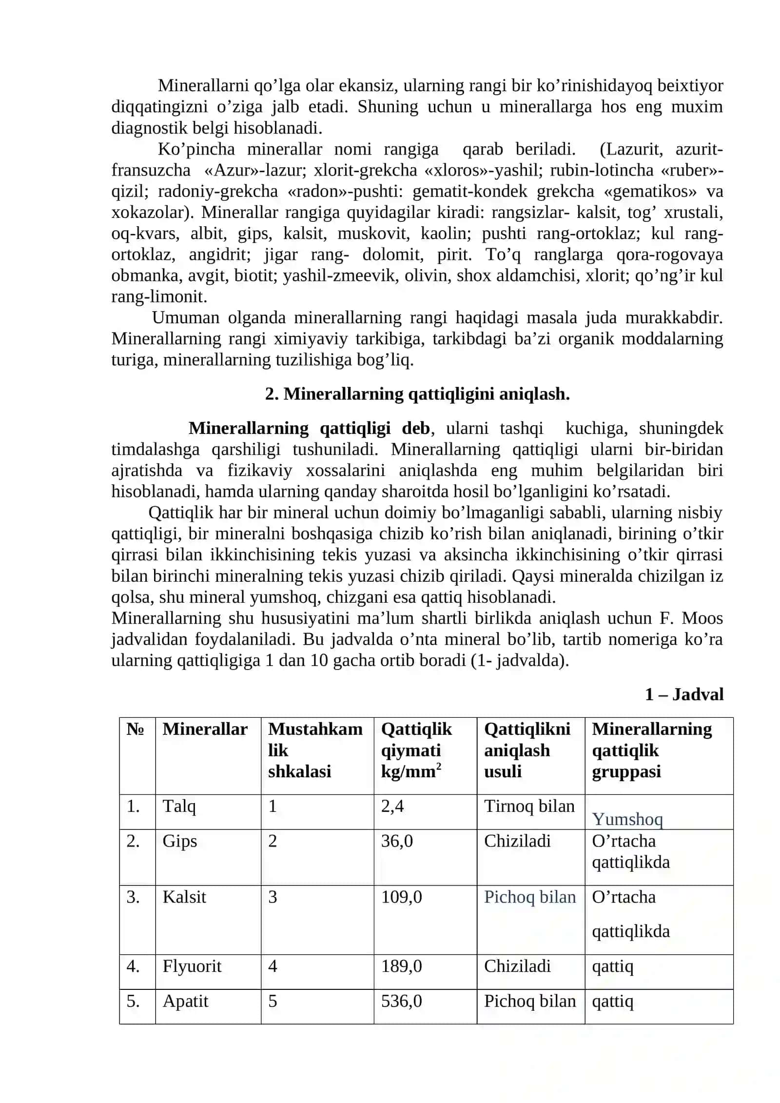 Minerallar va ularning fizik xususiyatlari 2
