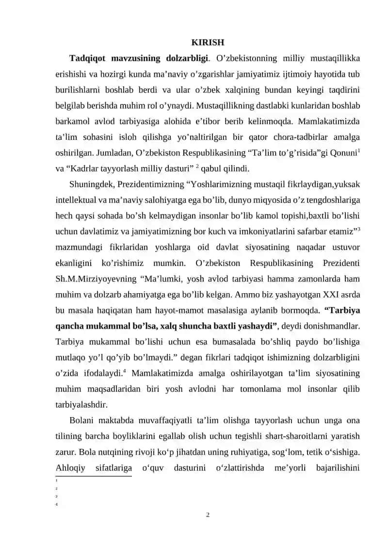 Tadqiqot mavzusining dolzarbligi 2