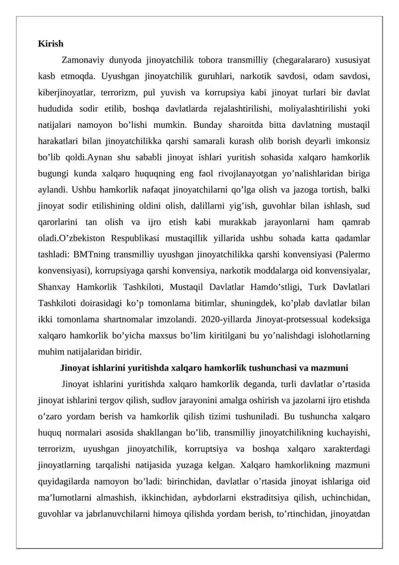 Jinoyat ishlarini yuritish sohasida xalqaro hamkorlik 2