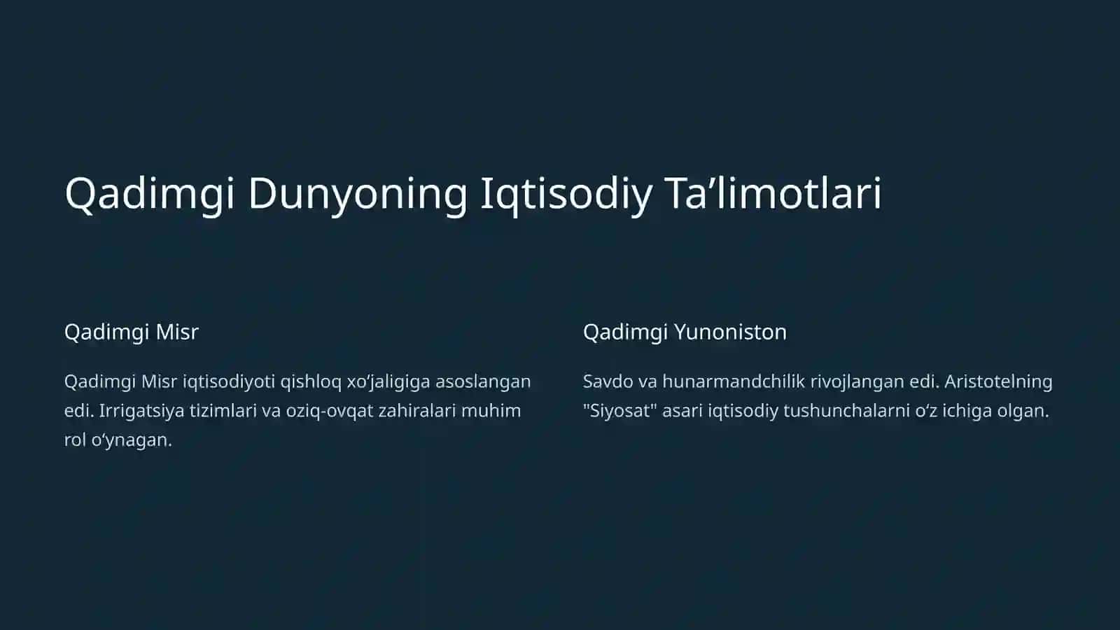 Jahon Iqtisodiy Tarixining Sirlari: Qadimgi Iqtisodiy Taʼlimotlar 2