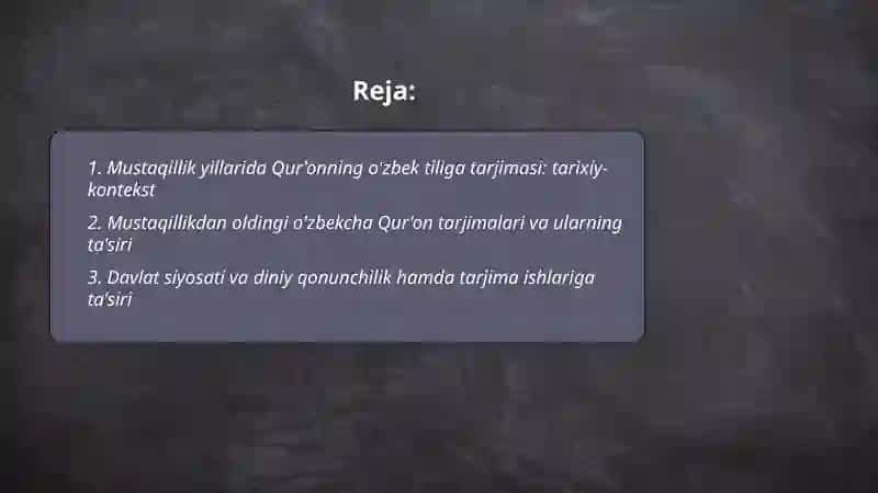 Mustaqillik yillarida Qur'onning o'zbek tiliga tarjima qilinishi 2