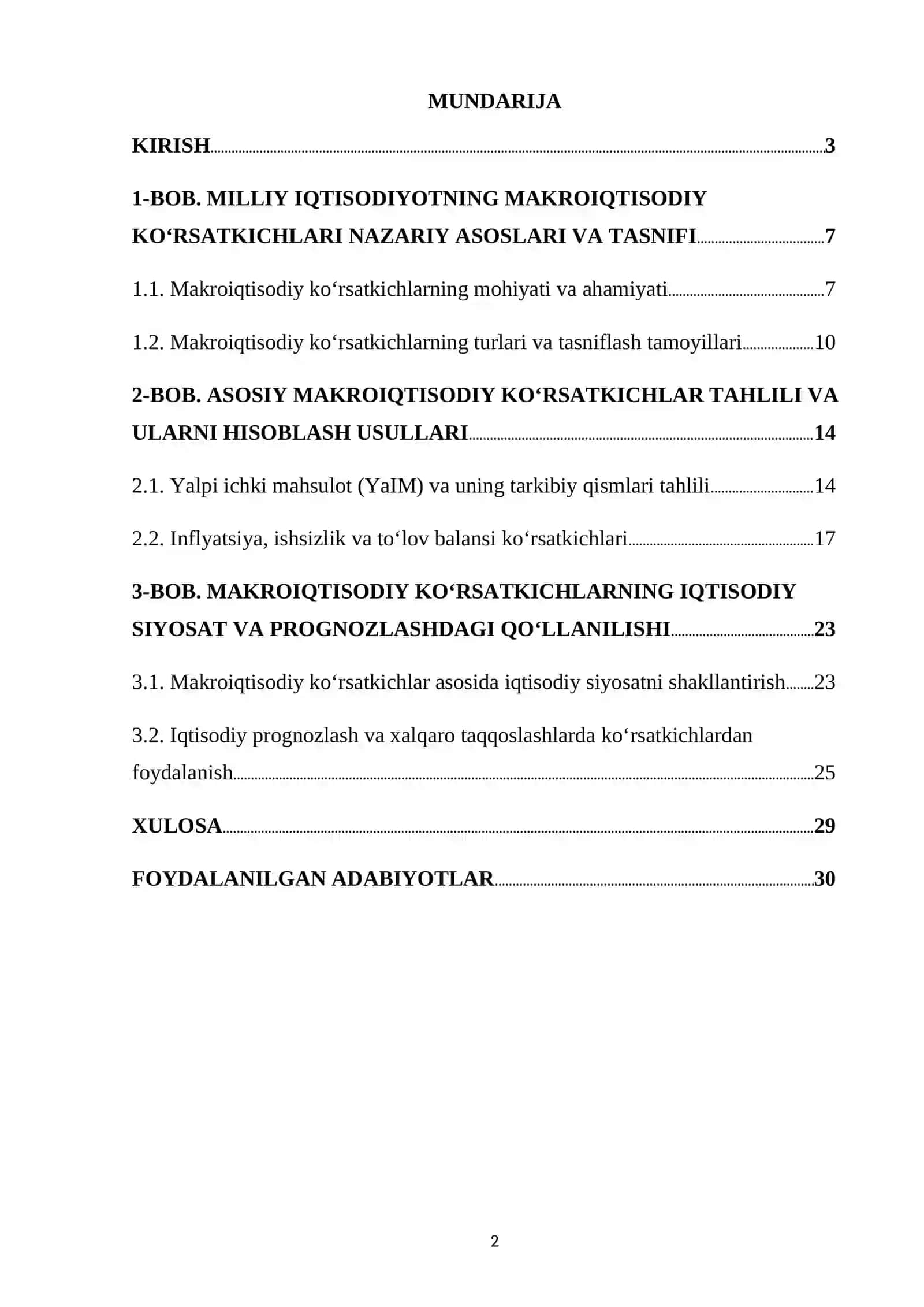MILLIY IQTISODIYOTNING MAKROIQTISODIY KO‘RSATKICHLARI NAZARIY ASOSLARI VA TASNIFI 2