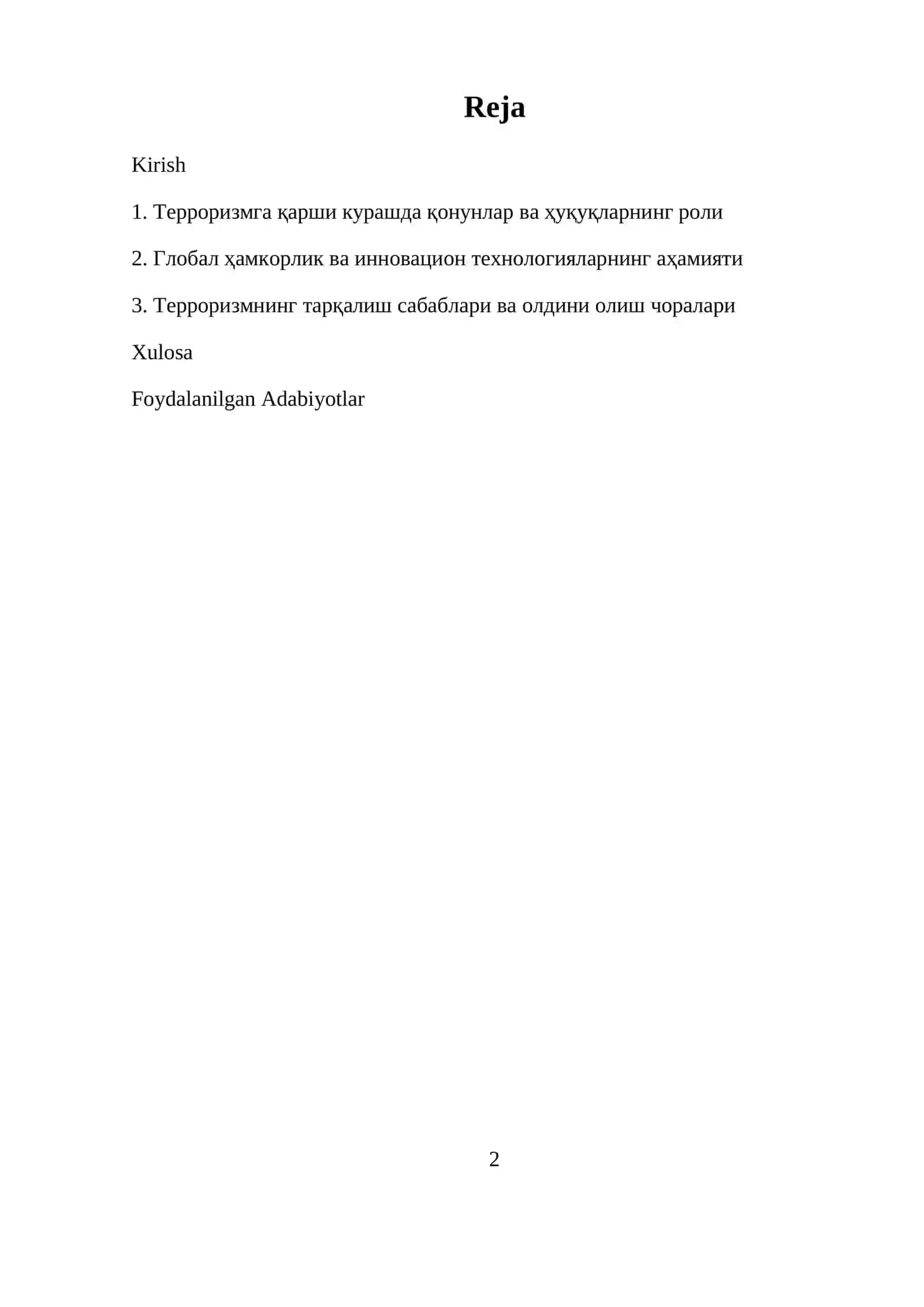 Birlashgan Millatlar Tashkilotining Global antiterror strategiyasining asosiy yo'nalishlari: Terrorizmning tarqalishiga qarshi qaratilgan chora tadbirlar xuquqlari va qonun ustuvorligiga umumiy xurmatni ta'minlash 2