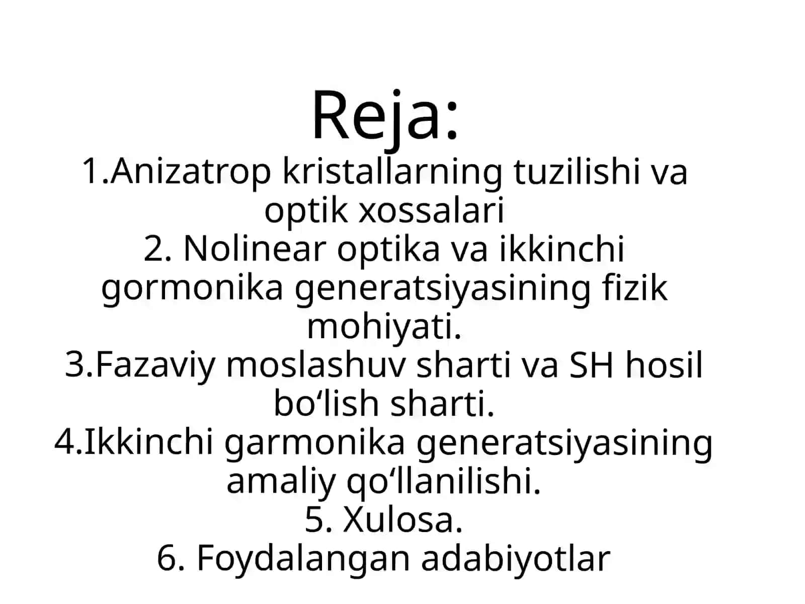Anizatrop kristallarda ikkinchi garmonik generatsiyasi 2