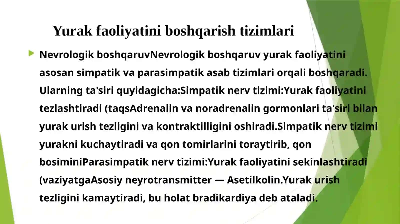 Yurak faoliyatini nev-gumoral boshqariluvi 2