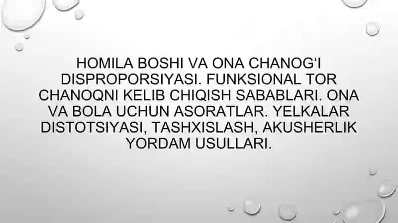 Akusherlik va ginekologiya fanidan mustaqil ish 2