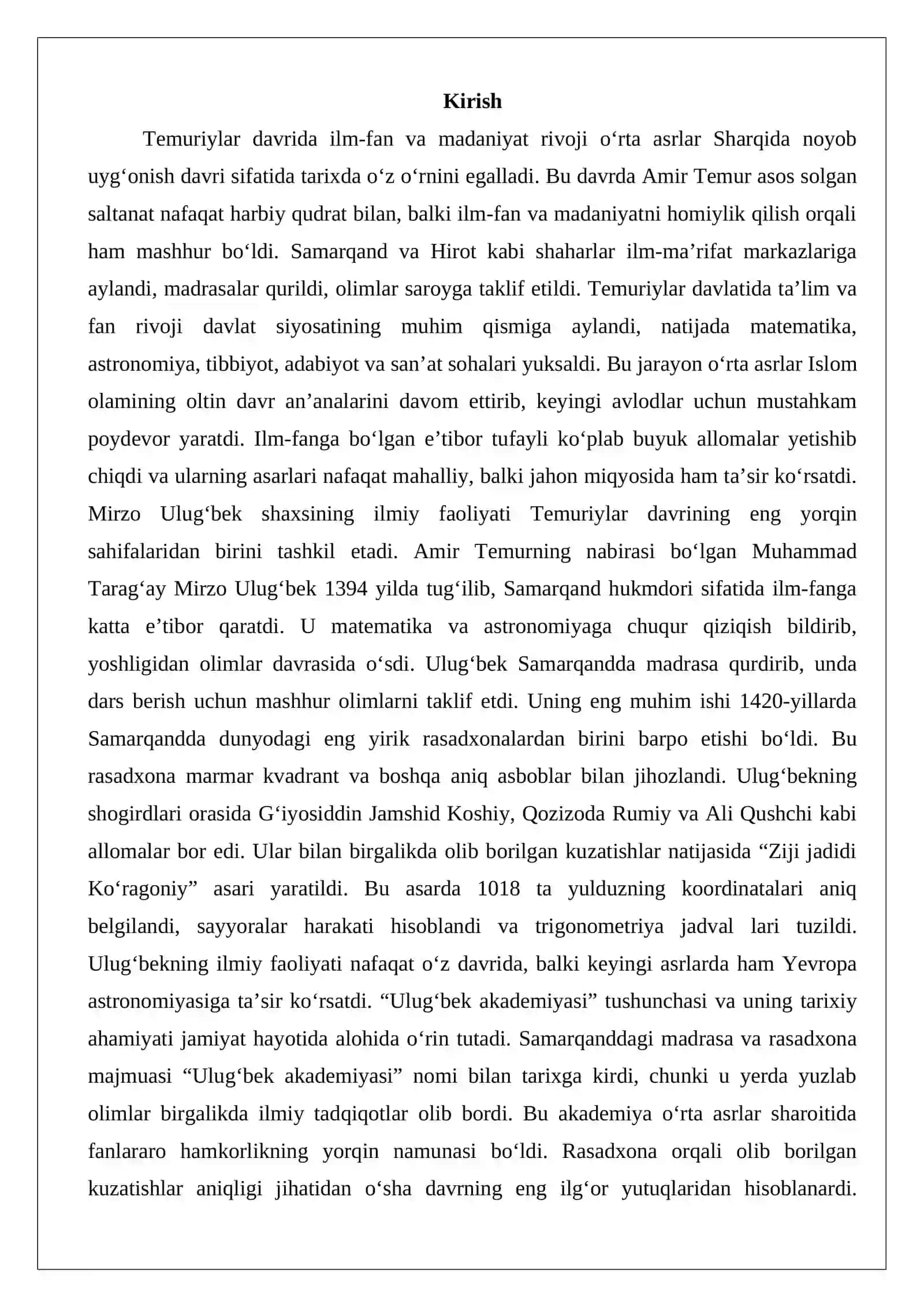 Ulugʻbek akademiyasi va uning faoliyati 2