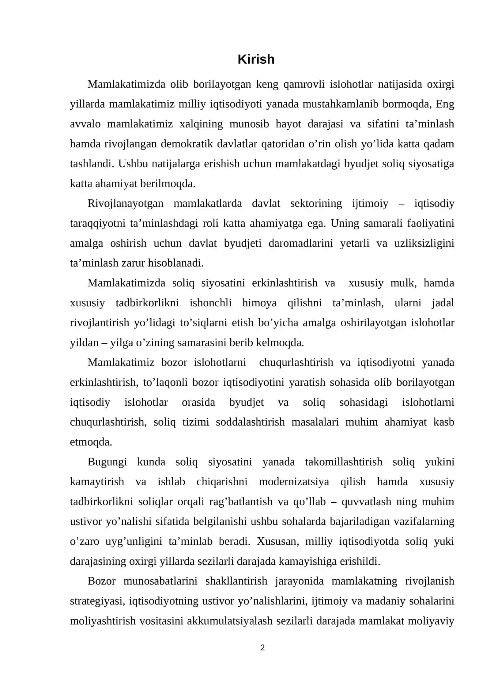 O’zbekiston Respublikasida Byudjet – Soliq Siyosati 2