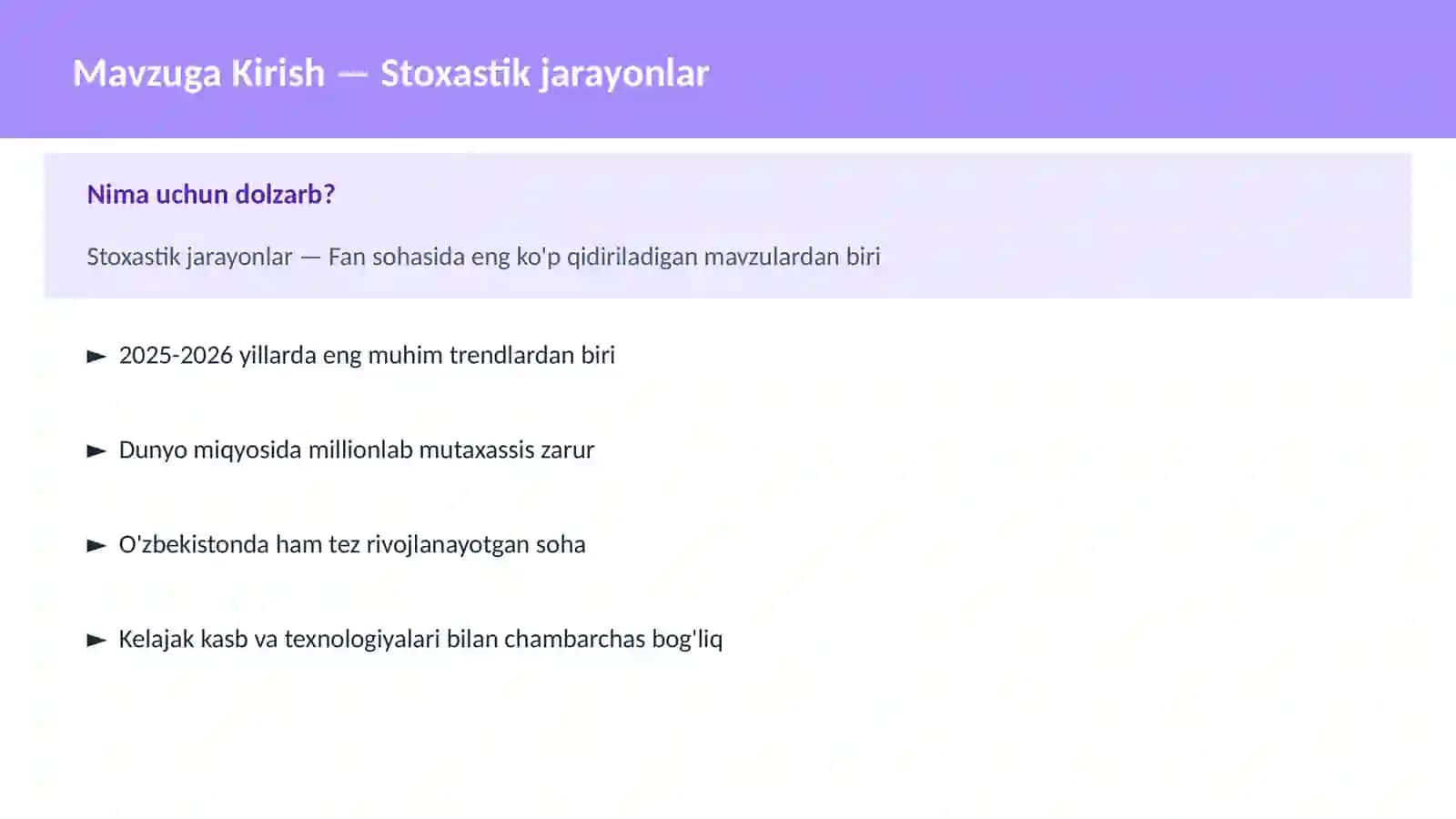 Stoxastik jarayonlar 2