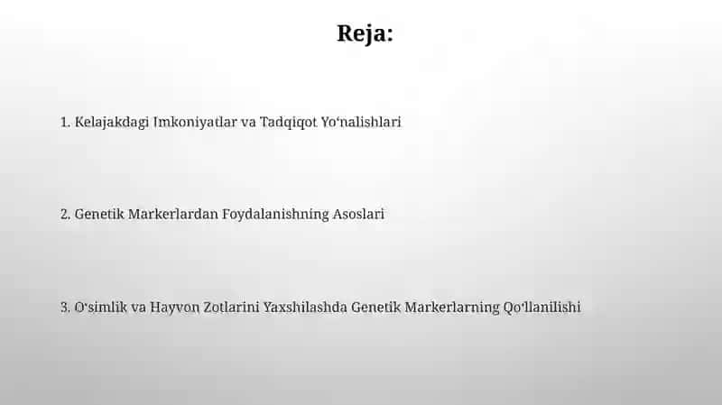Genetik Markerlardan Foydalanishning Asoslari 2