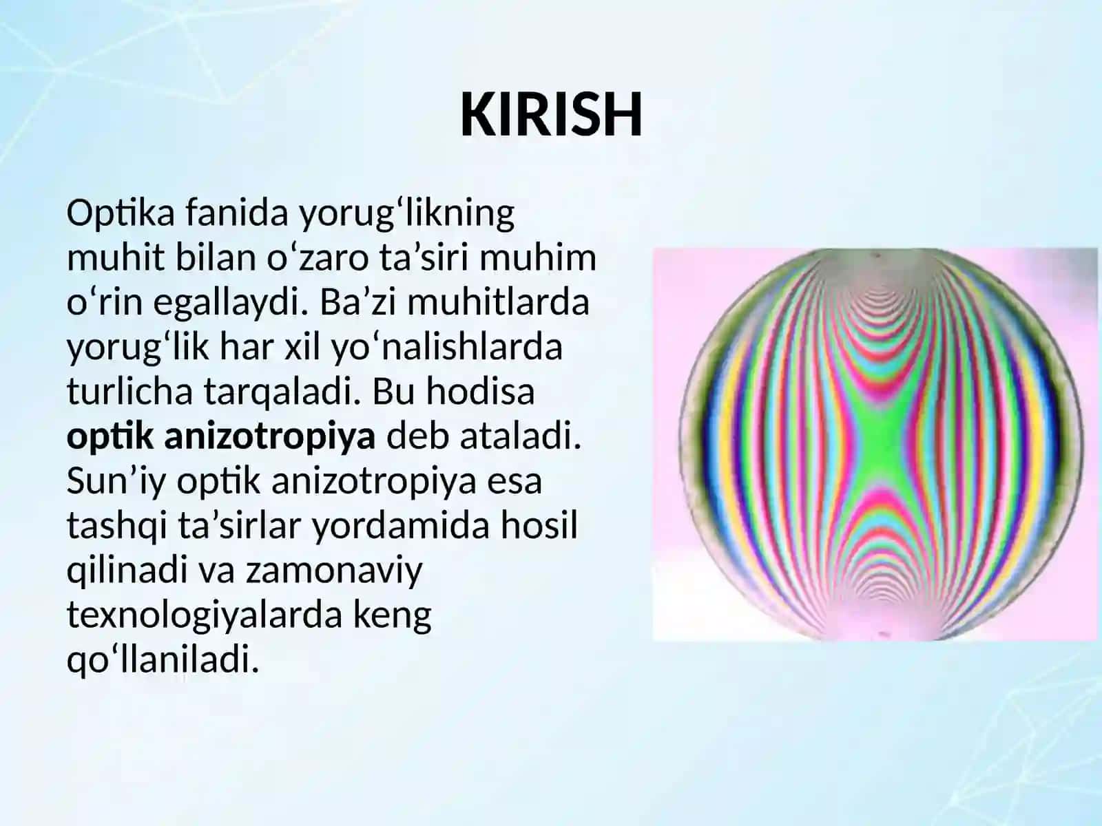 Suniy optik anizotropiyani tahlil qilish 2