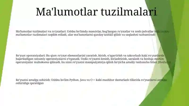 Ro'yxatlar Bilan Ishlash 2