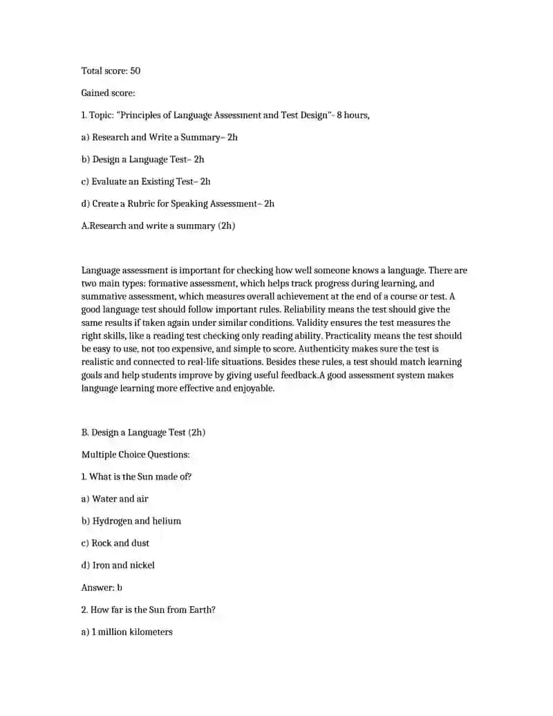 Principles of Language Assessment and Test Design 2