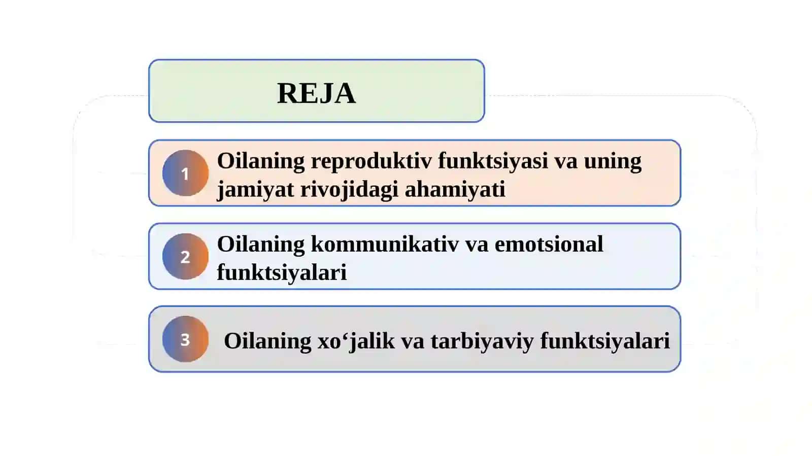 Oilaning funktsiyalari   SLAYD 2