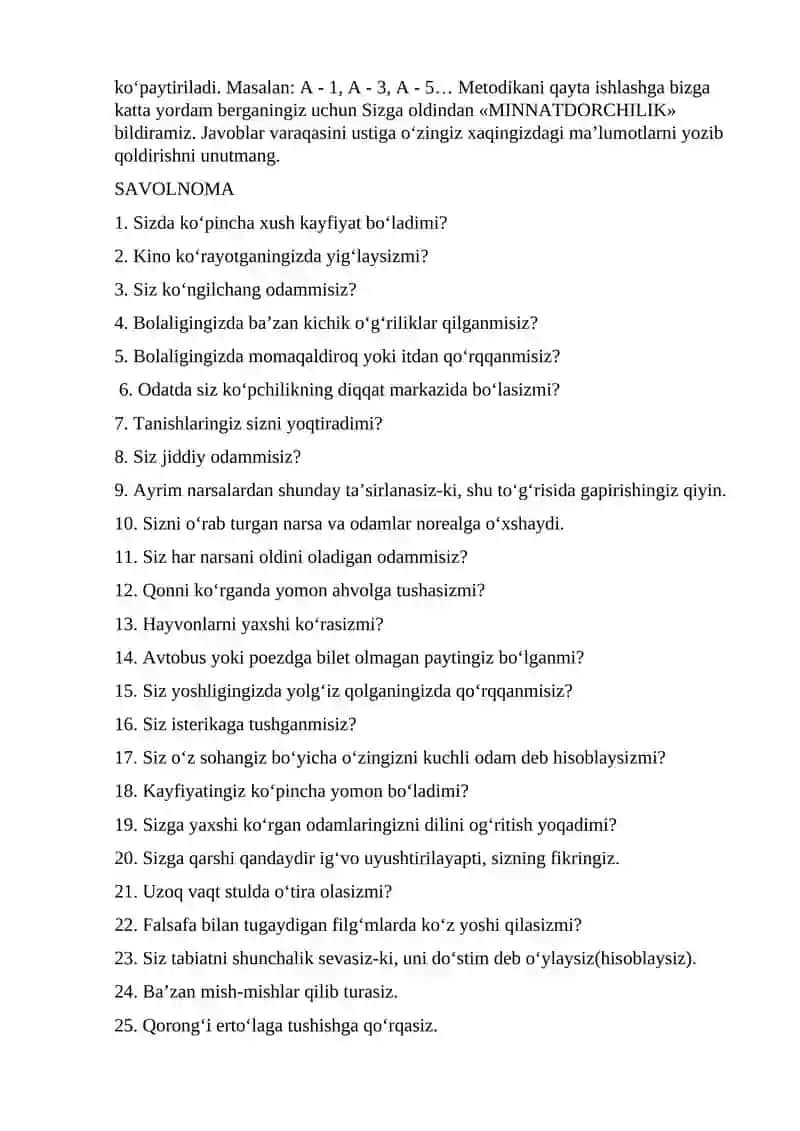Shaxslik sifatlari psixodiagnostikasi 2