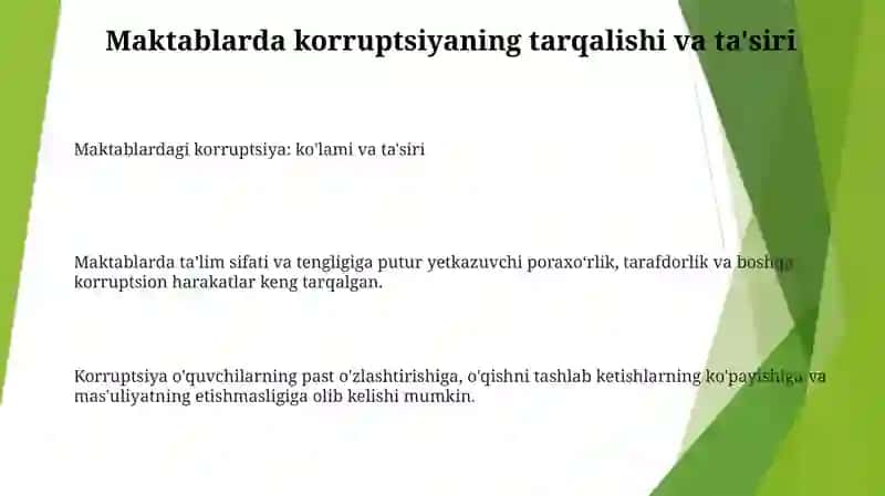 Maktablarda Korrupsion Xolatlarni Barbaraf Etish 2