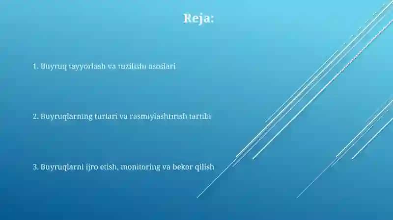 Buyuruq ( prikaz ) tayyorlash va tuzilma 2