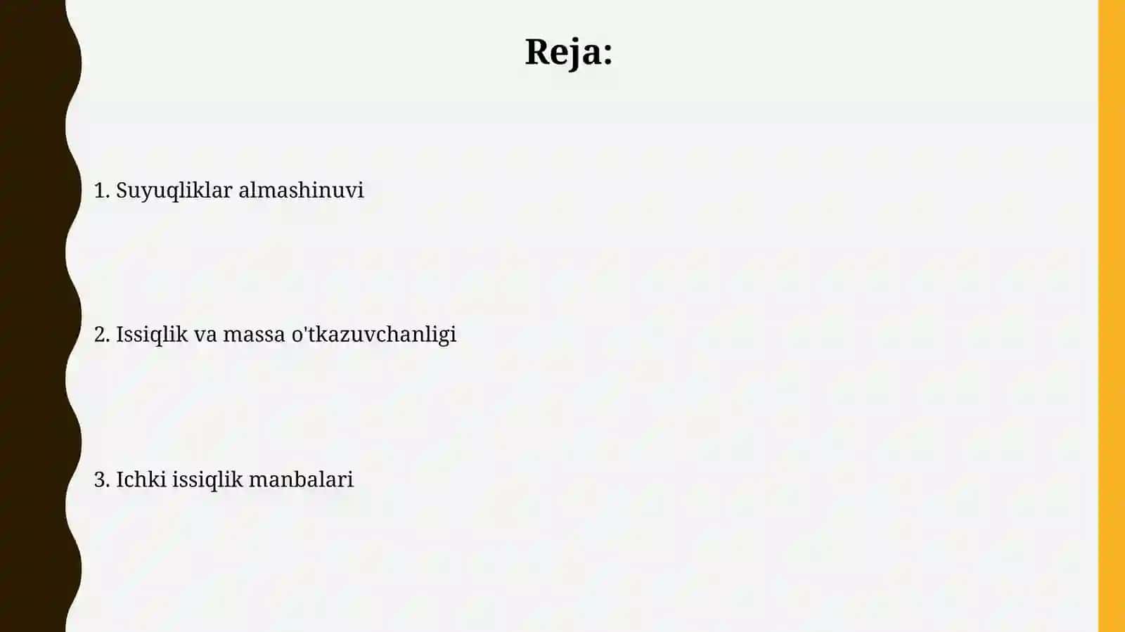 Suyuqlik va ichki issiqlik manbalari almashuvi 2