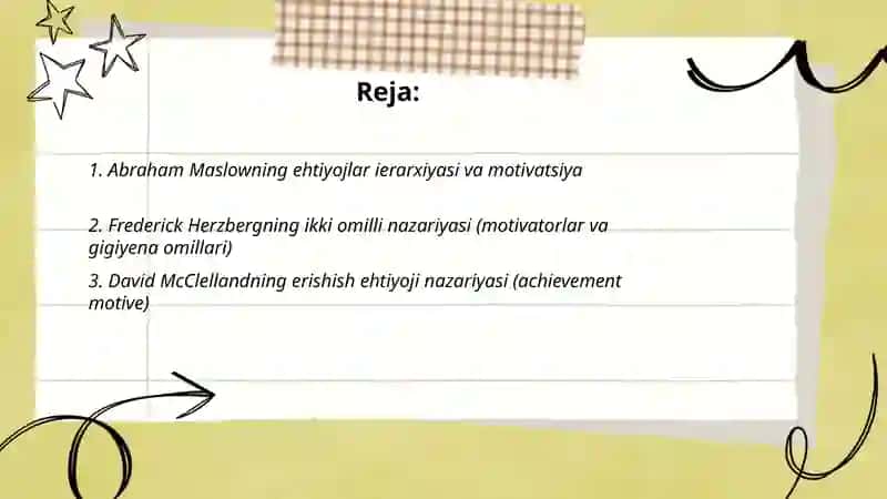 Abraham Maslowning ehtiyojlar ierarxiyasi va motivatsiya 2