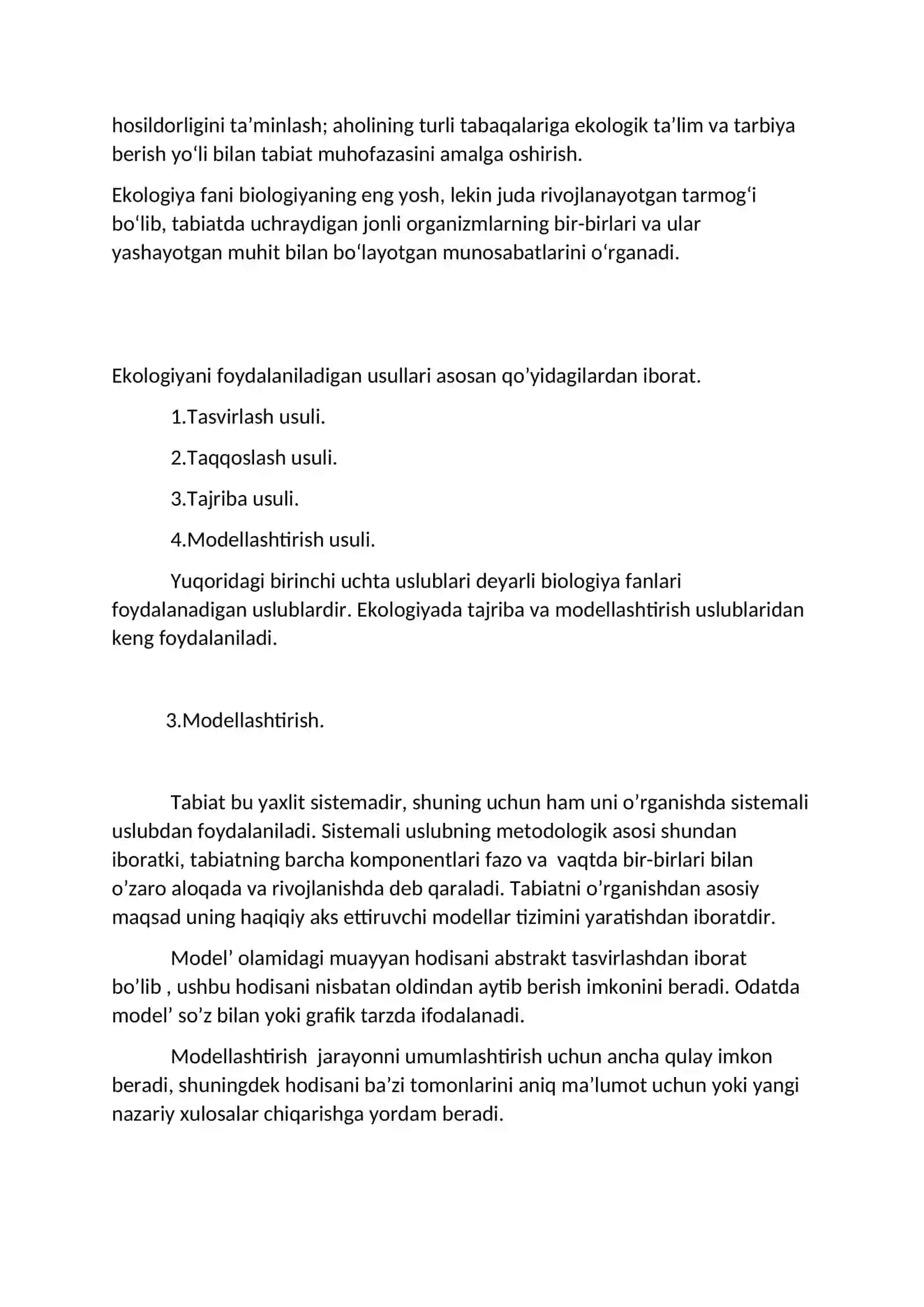 Ekologiya va Atrof Muhit Muhofazasi Fani 2