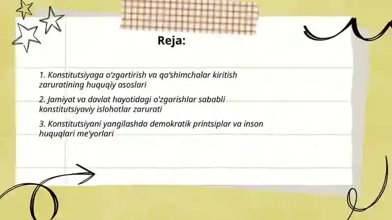 Konstitutsiyaga oʻzgartirish hamda qoʻshimchalar kiritish zarurati va tartibi 2