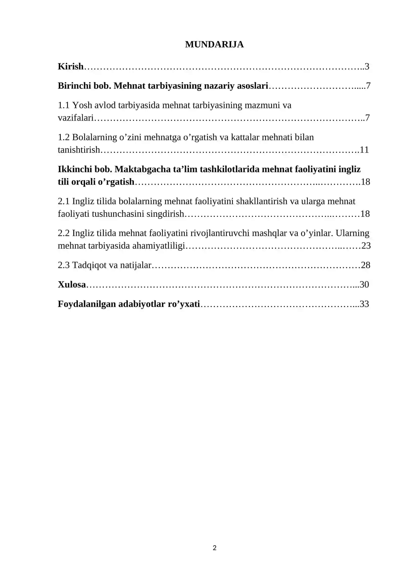 Ingliz tilida insonlarning mehnat faoliyatini o’rgatish ishlanma loyihasi 2