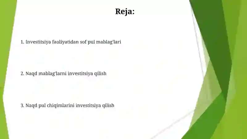 Investitsiya faoliyatidan pul mablag'larining harakati 2