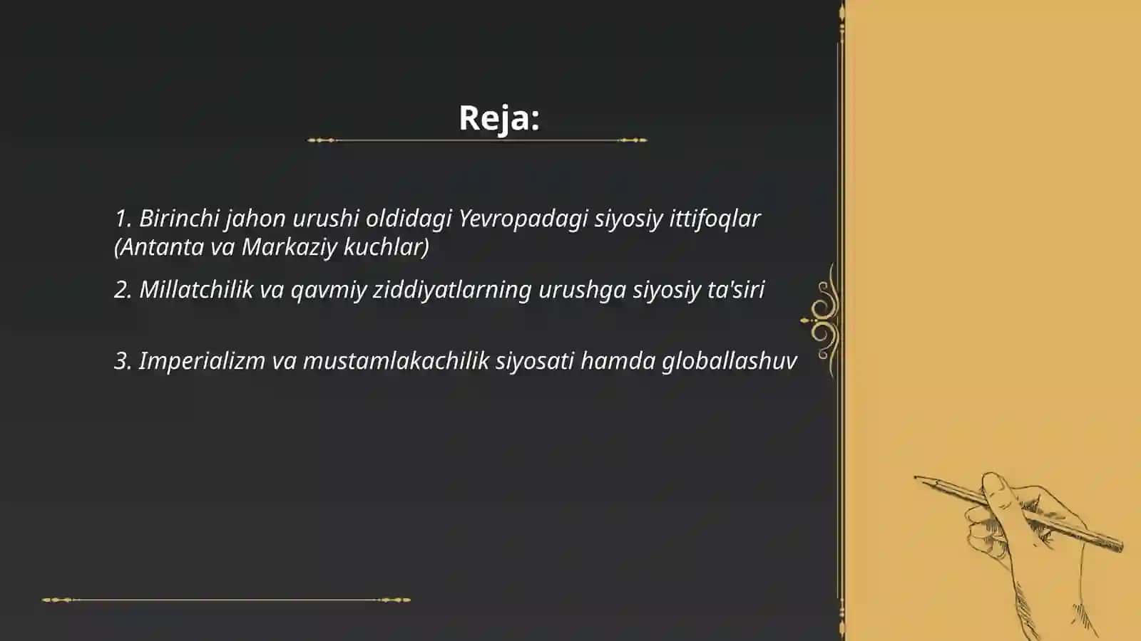 Birinchi jahon urushi oldidagi Yevropadagi siyosiy ittifoqlar (Antanta va Markaziy kuchlar) 2
