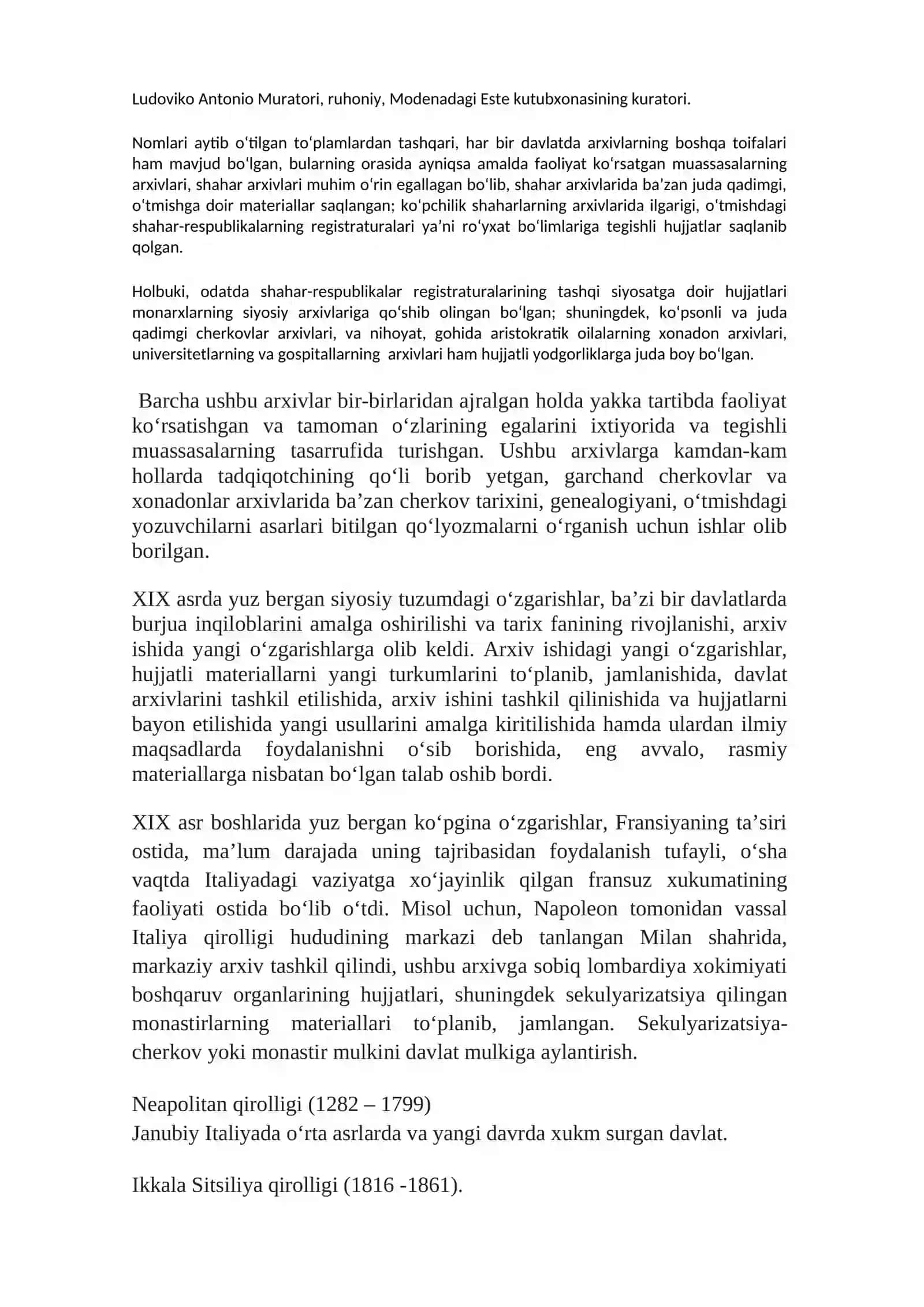 Arxiv sohasidagi tadqiqotlar Italiyada 2