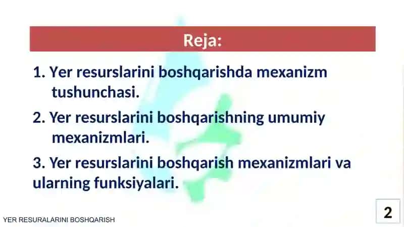 YER RESURSLARINI BOSHQARISH MEXANIZMLARI 2