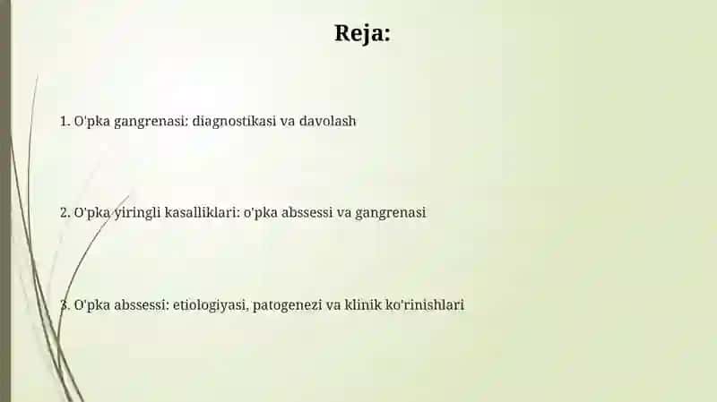 O'pkaning yiringli kasalliklari: o'pka absessi va gangrenasi 2