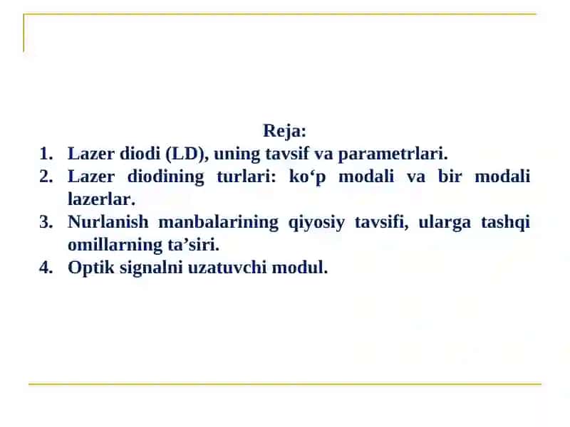Lazer diodi, uning tavsif va parametrlari 2