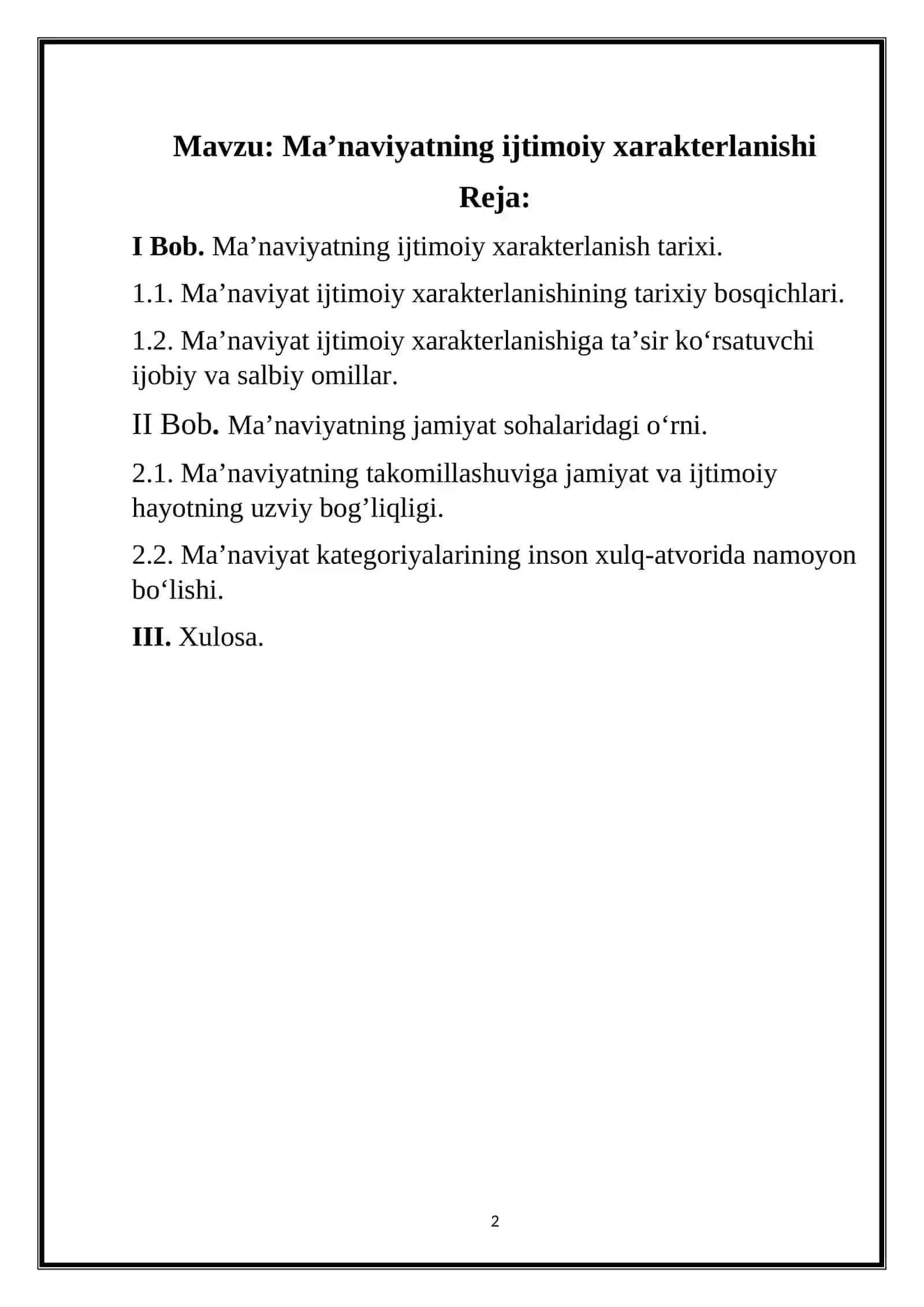 Ma’naviyatning ijtimoiy xarakterlanishi 2