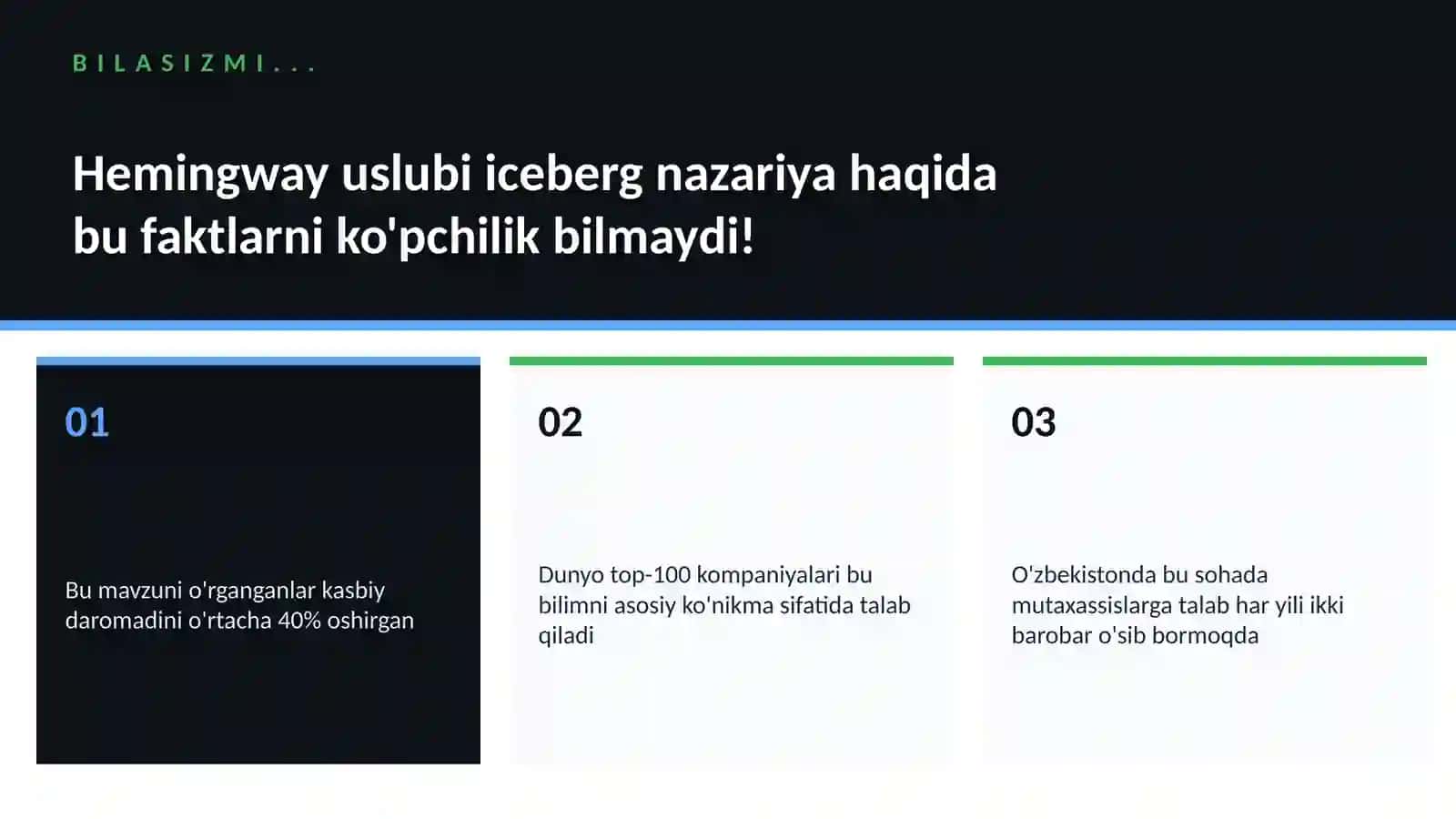 Hemingway uslubi iceberg nazariya 2