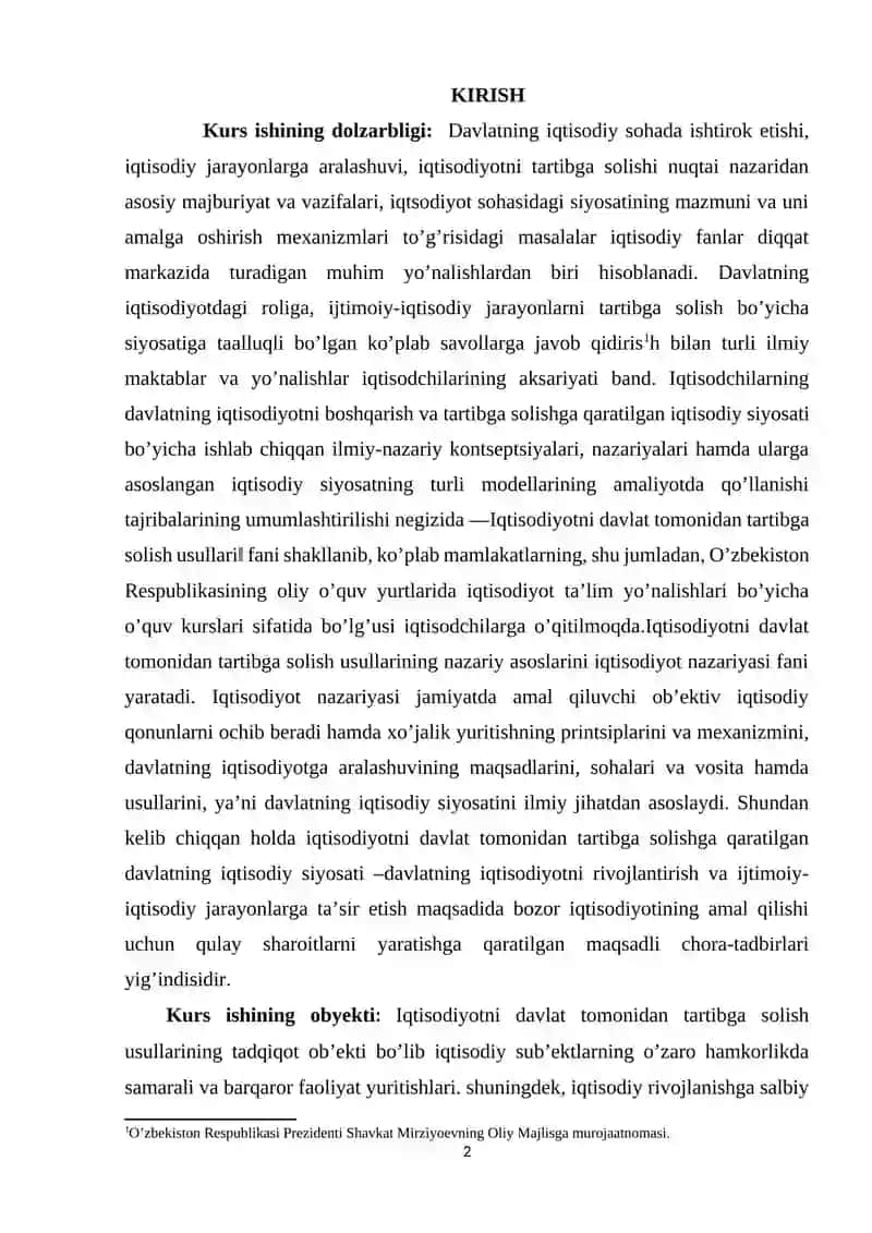 Iqtisodiyotni davlat tomonidan tartibga solishning xorijiy mamlakatlar tajribasi 2