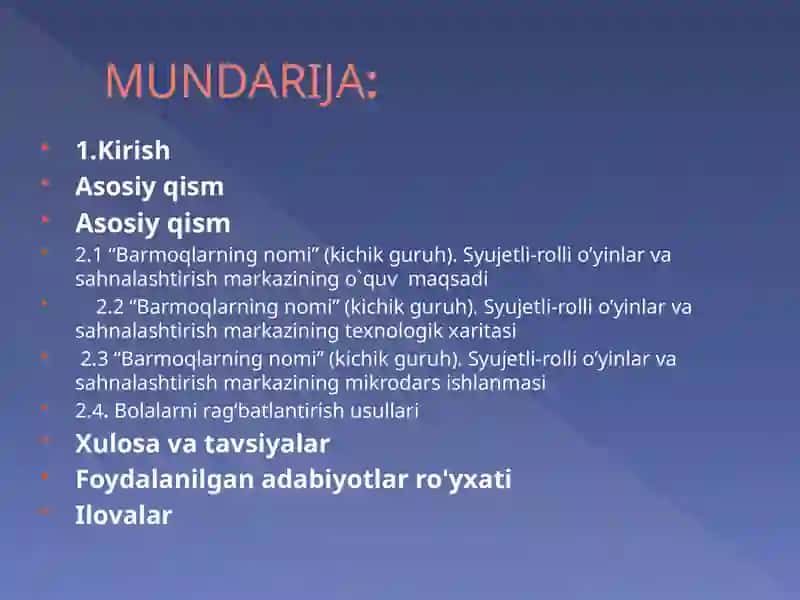 “Barmoqlarning nomi” (kichik guruh). Syujetli-rolli oʼyinlar va sahnalashtirish markazi 2