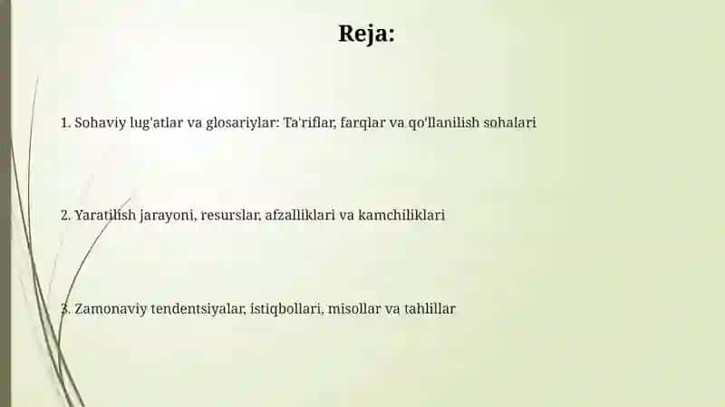Sohaviy lug'atlar va glosariylar 2