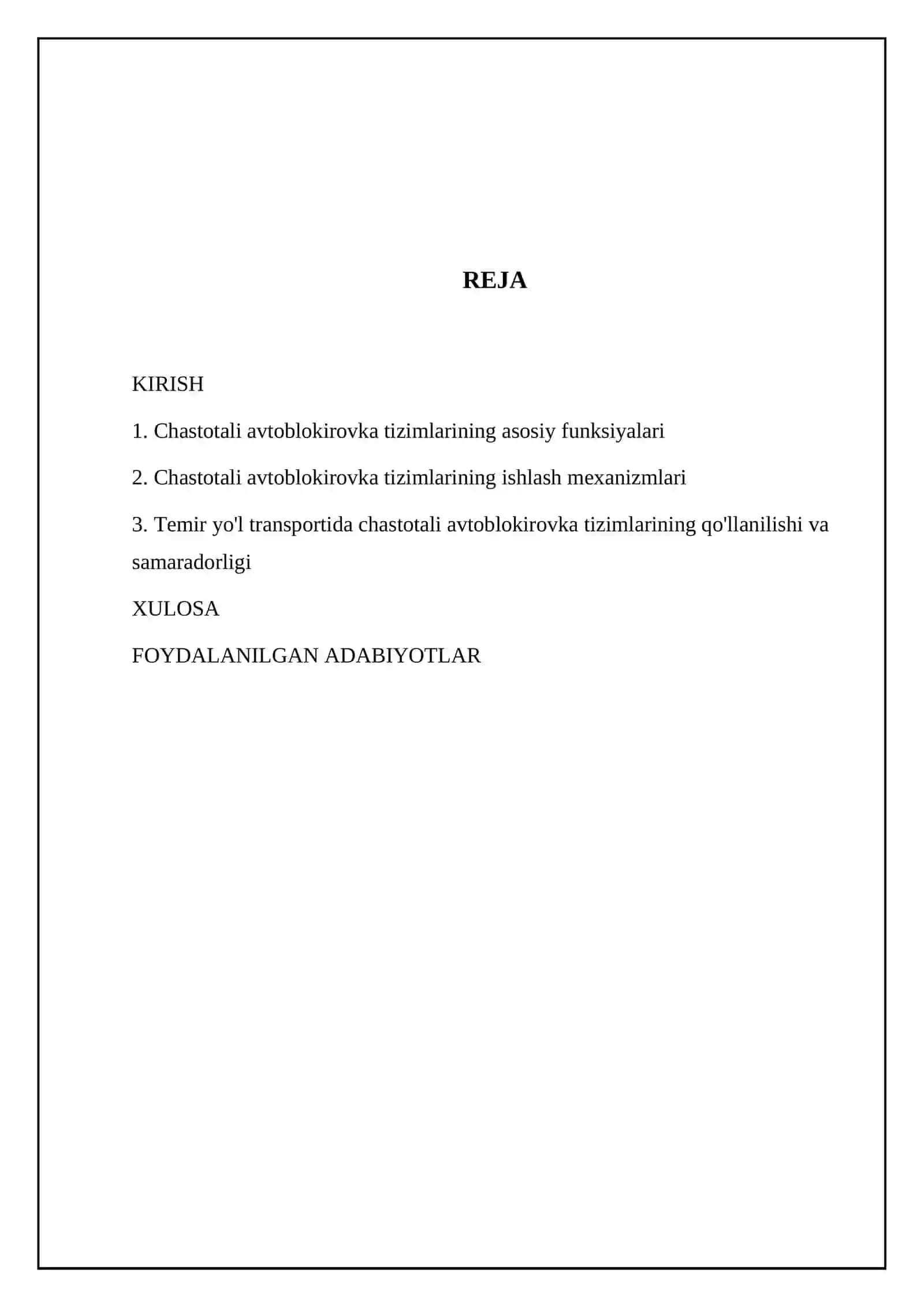 Avtoblokirovkaning chastotali tizimlari.Vazifasi va ishlash prinsipi temir yo'lda 2