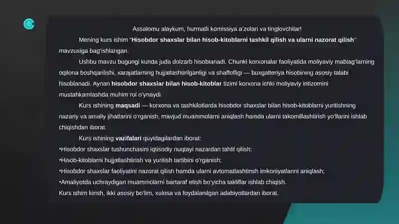 HISOBDOR SHAXSLAR BILAN HISOB-KITOBLAR HISOBI SLAYD 2