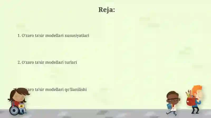 O'zaro munosabat modeli (Interaction models) 2