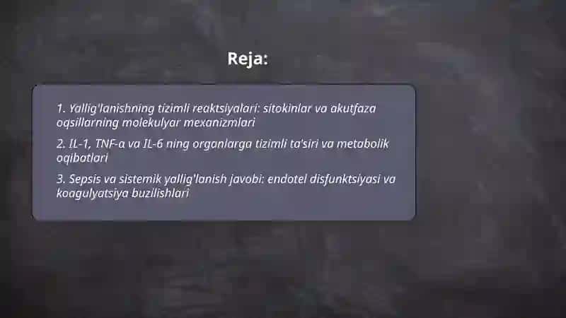 Yallig'lanishning tizimlitasirlari 2