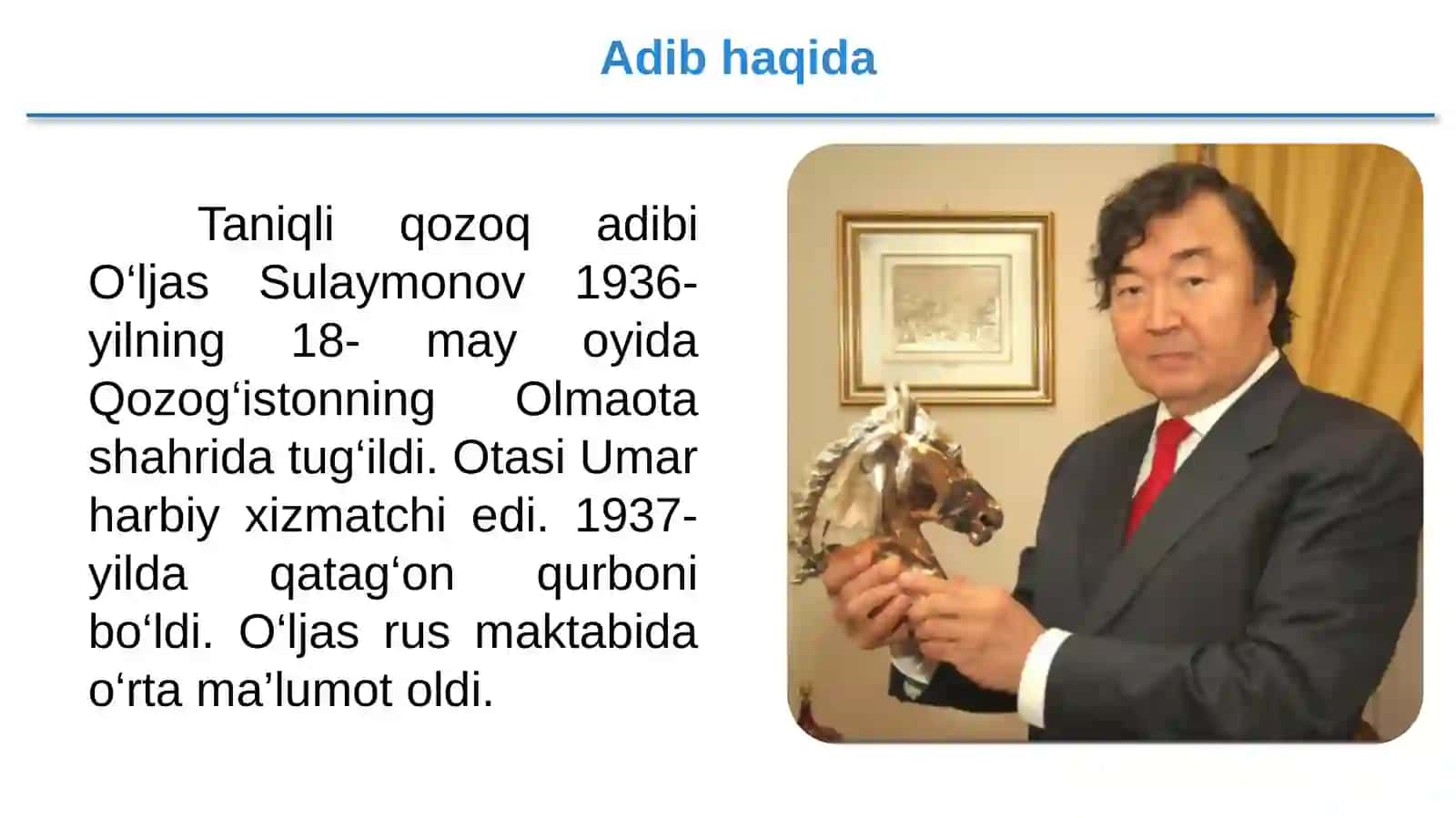 O‘LJAS SULAYMONOV HAYOTI VA IJODI 2