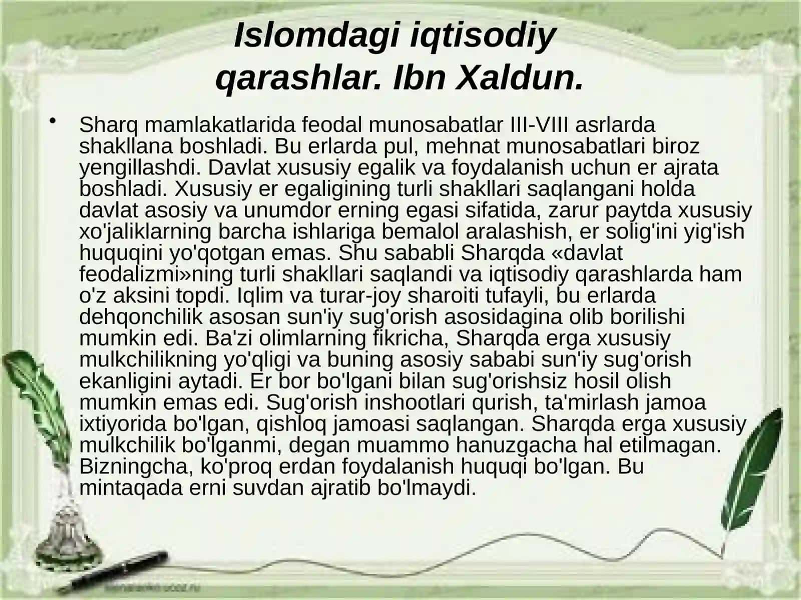 Ibn Xaldun iqtisodiy qarashlari 2