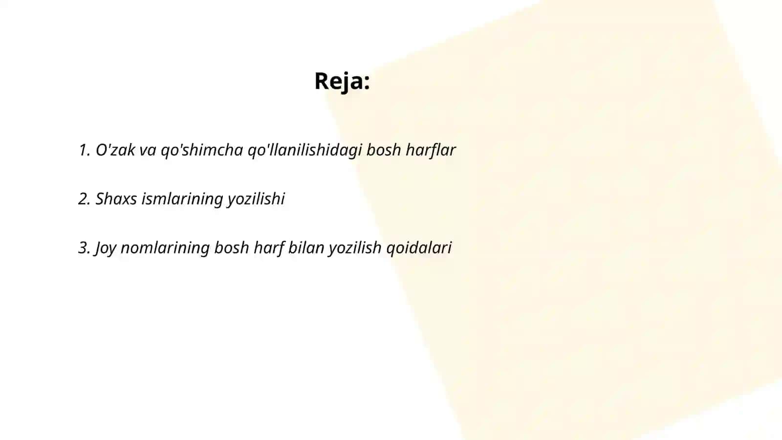 Bosh harflar imlosi. Ko'chirib yozish qoidalari 2