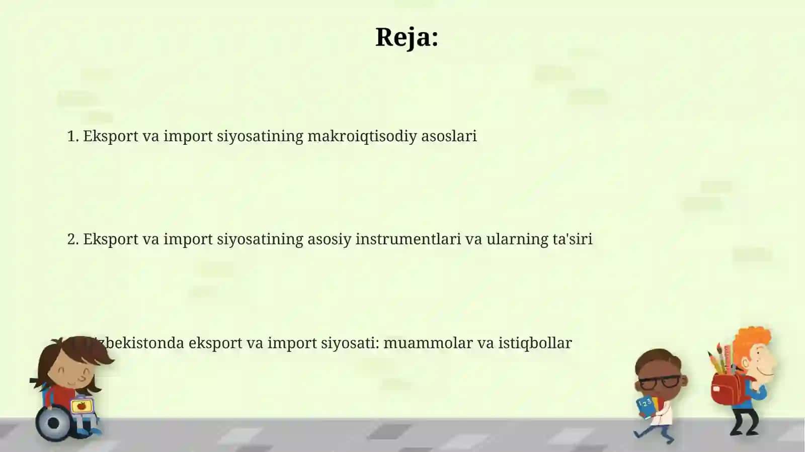 Eksport va import siyosati 2